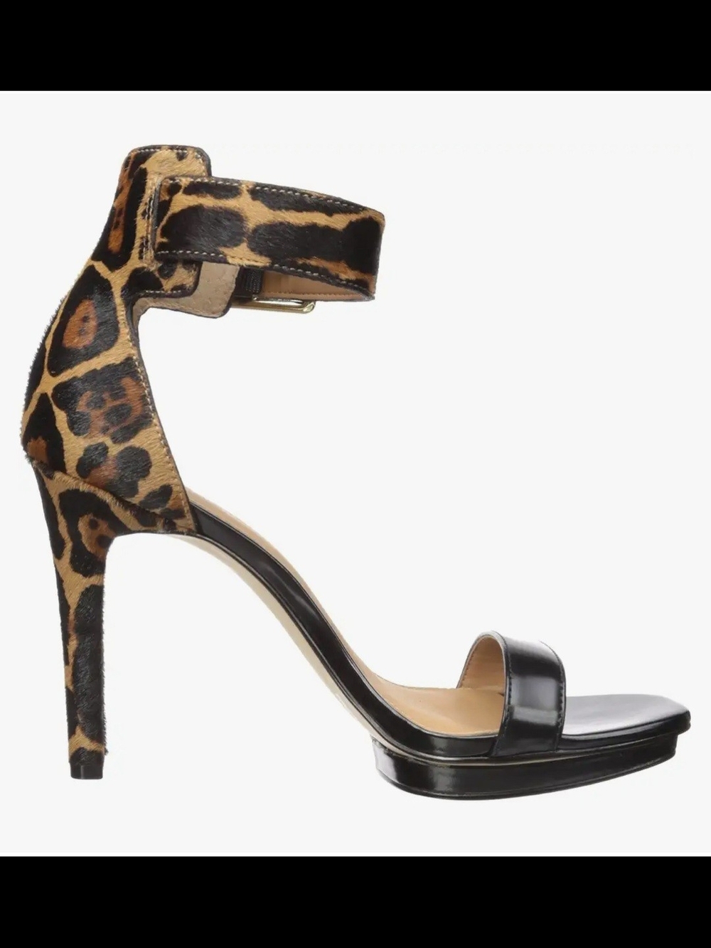 Calvin Klein Leopard Cheetah Print Pony Hair Ankle-Strap High Heel  Sandals